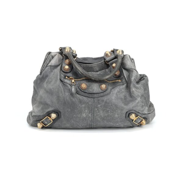 Balenciaga Agneau Motorcross Giant 21 Brief Bag - Gray